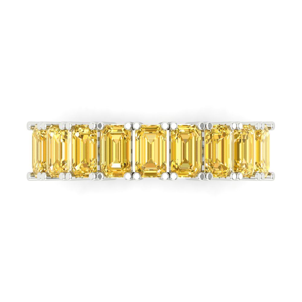 2.61 cttw Simulated Yellow Diamond Emerald Cut White Gold Eternity Wedding Band
