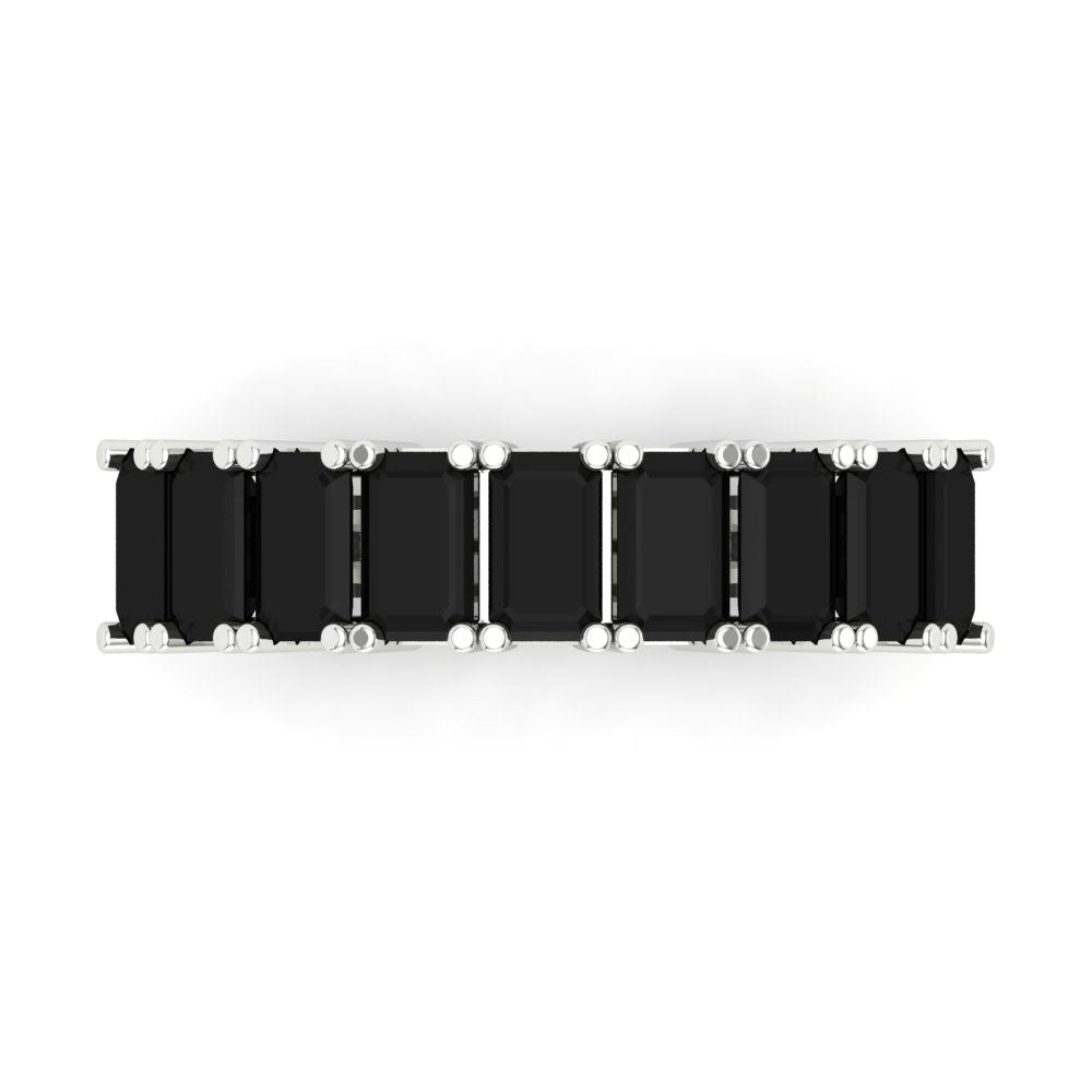 2.61 cttw Natural Onyx Emerald Cut White Gold Eternity Wedding Band