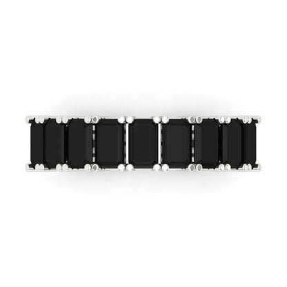 2.61 cttw Natural Onyx Emerald Cut White Gold Eternity Wedding Band