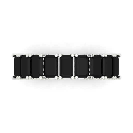 2.61 cttw Natural Onyx Emerald Cut White Gold Eternity Wedding Band