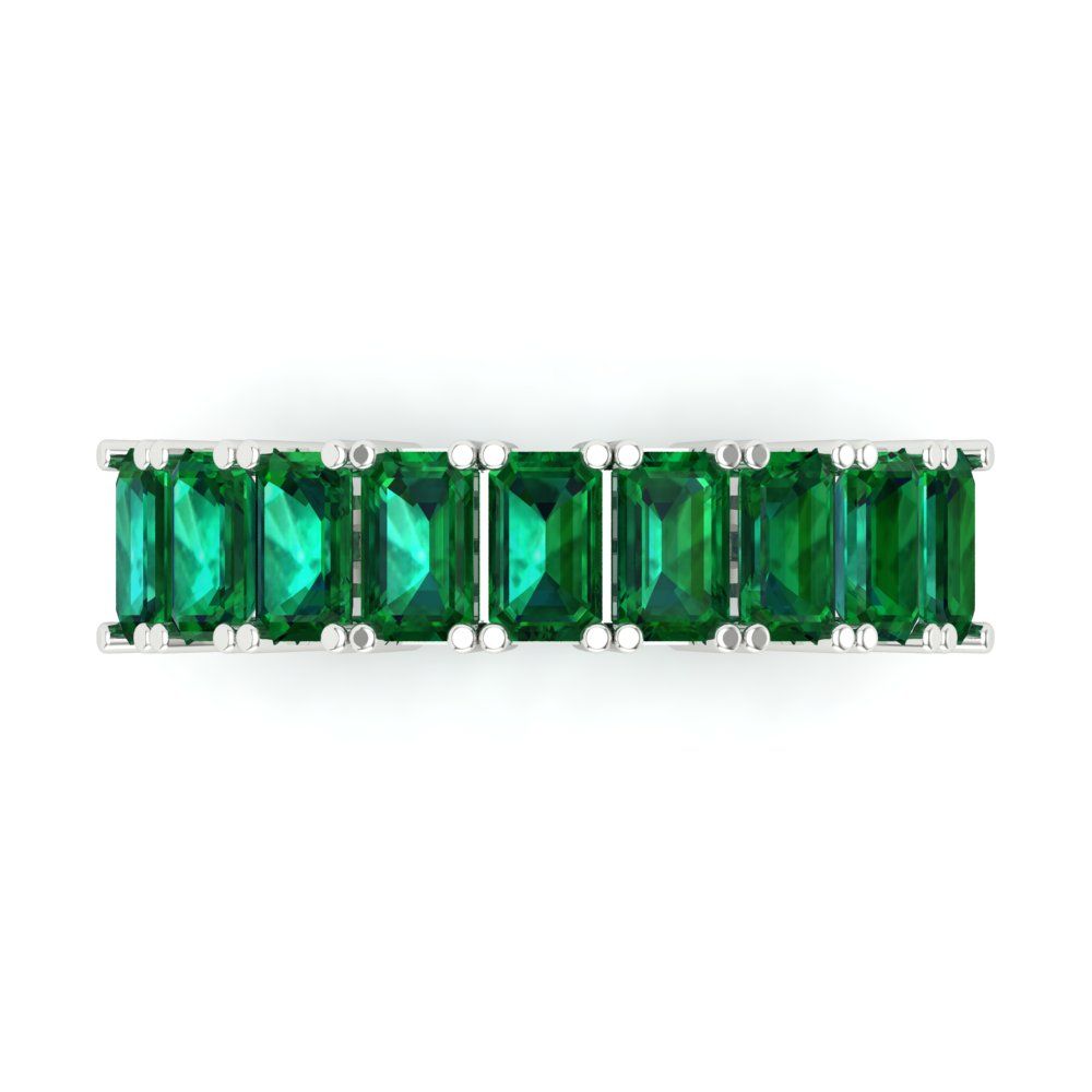 2.61 cttw Simulated Emerald Emerald Cut White Gold Eternity Wedding Band