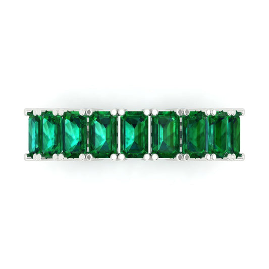 2.61 cttw Simulated Emerald Emerald Cut White Gold Eternity Wedding Band