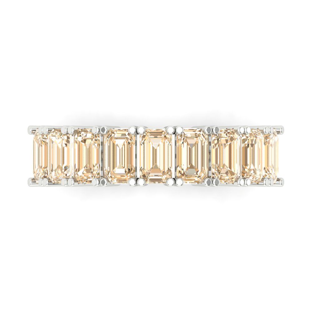 2.61 cttw Natural Morganite Emerald Cut White Gold Eternity Wedding Band
