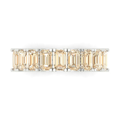 2.61 cttw Natural Morganite Emerald Cut White Gold Eternity Wedding Band