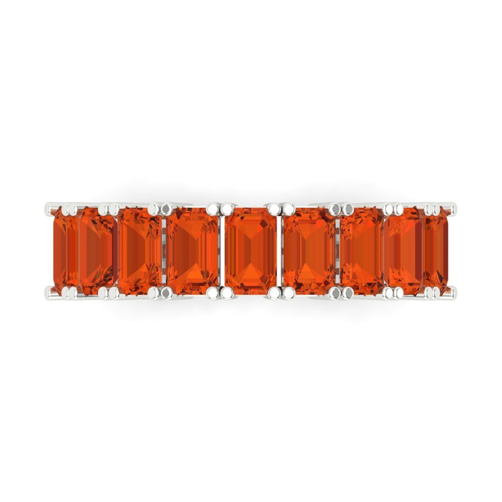 2.61 cttw Simulated Red Diamond Emerald Cut White Gold Eternity Wedding Band
