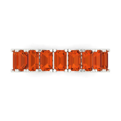 2.61 cttw Simulated Red Diamond Emerald Cut White Gold Eternity Wedding Band