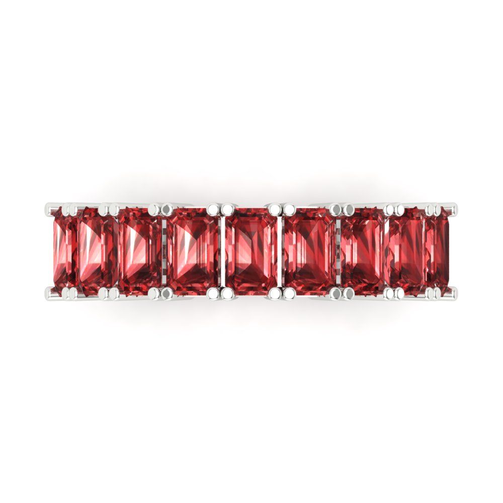 2.61 cttw Natural Garnet Emerald Cut White Gold Eternity Wedding Band