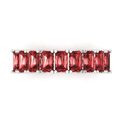 2.61 cttw Natural Garnet Emerald Cut White Gold Eternity Wedding Band