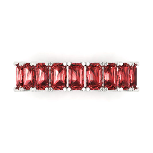2.61 cttw Natural Garnet Emerald Cut White Gold Eternity Wedding Band