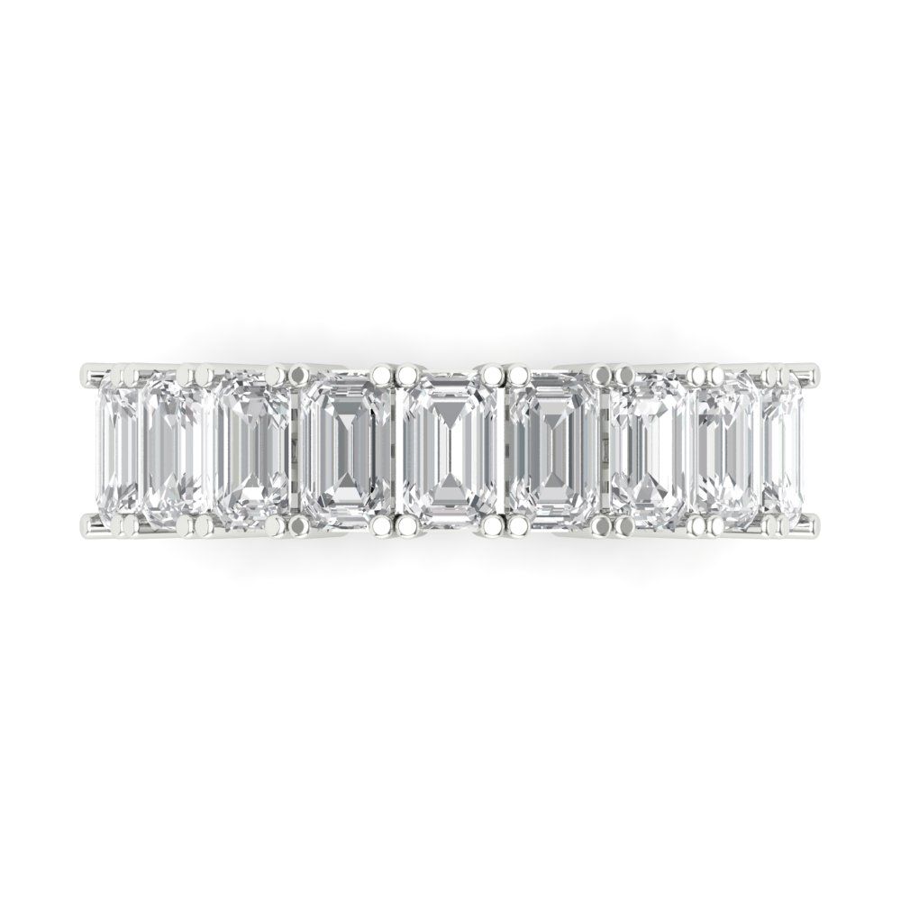 2.61 cttw White Sapphire Emerald Cut White Gold Eternity Wedding Band