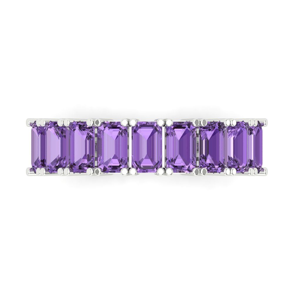 2.61 cttw Simulated Alexandrite Emerald Cut White Gold Eternity Wedding Band