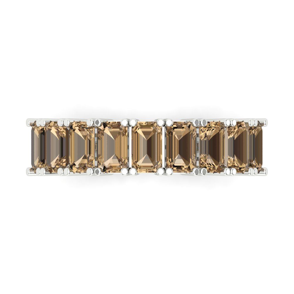 2.61 cttw Simulated Champagne Diamond Emerald Cut White Gold Eternity Wedding Band