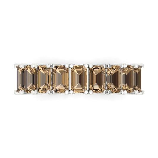 2.61 cttw Simulated Champagne Diamond Emerald Cut White Gold Eternity Wedding Band
