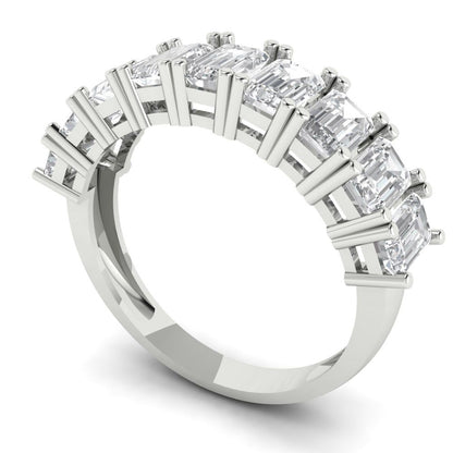 2.61 cttw Simulated Diamond Emerald Cut White Gold Eternity Wedding Band