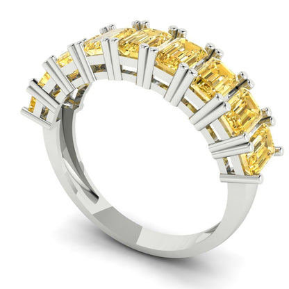 2.61 cttw Natural Citrine Emerald Cut White Gold Eternity Wedding Band