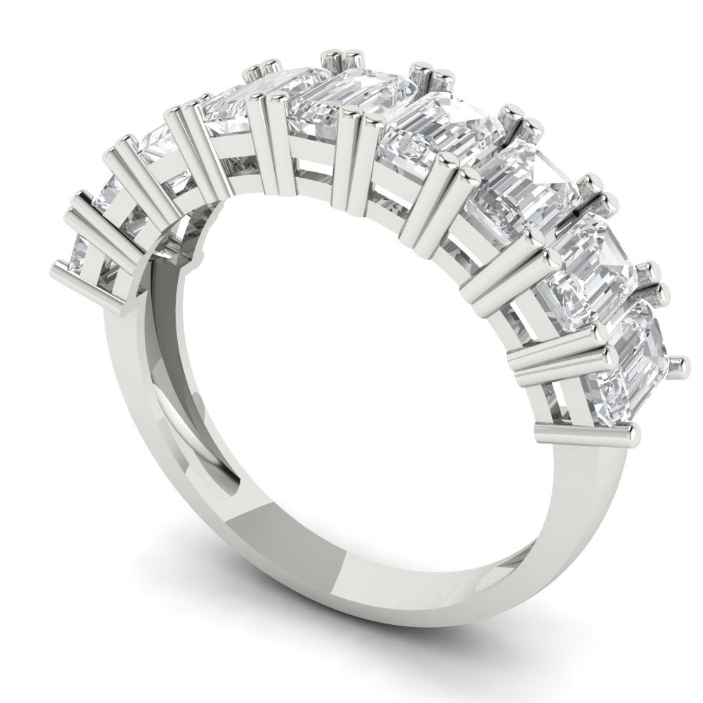 2.61 cttw Moissanite Emerald Cut White Gold Eternity Wedding Band