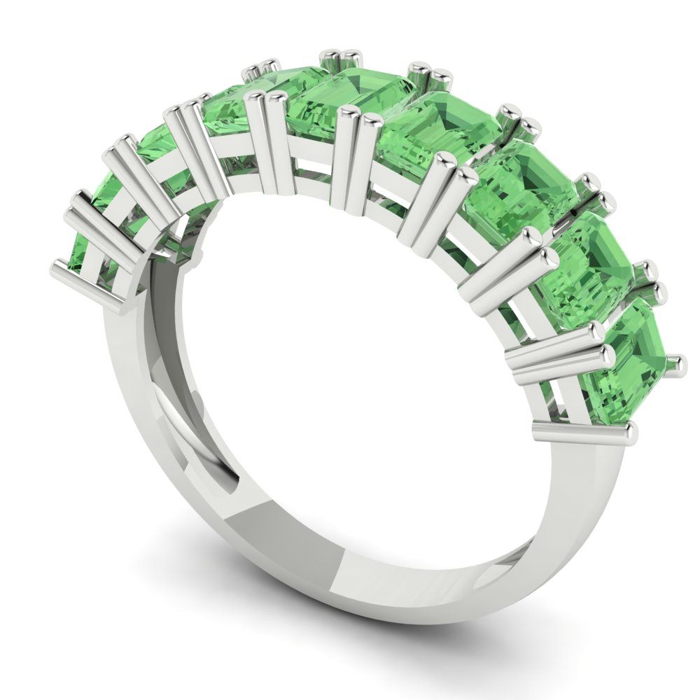 2.61 cttw Simulated Green Diamond Emerald Cut White Gold Eternity Wedding Band