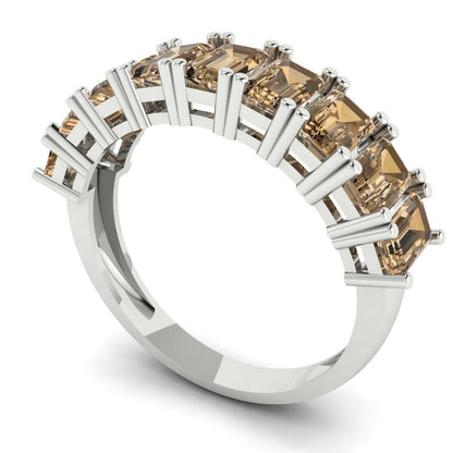 2.61 cttw Simulated Champagne Diamond Emerald Cut White Gold Eternity Wedding Band
