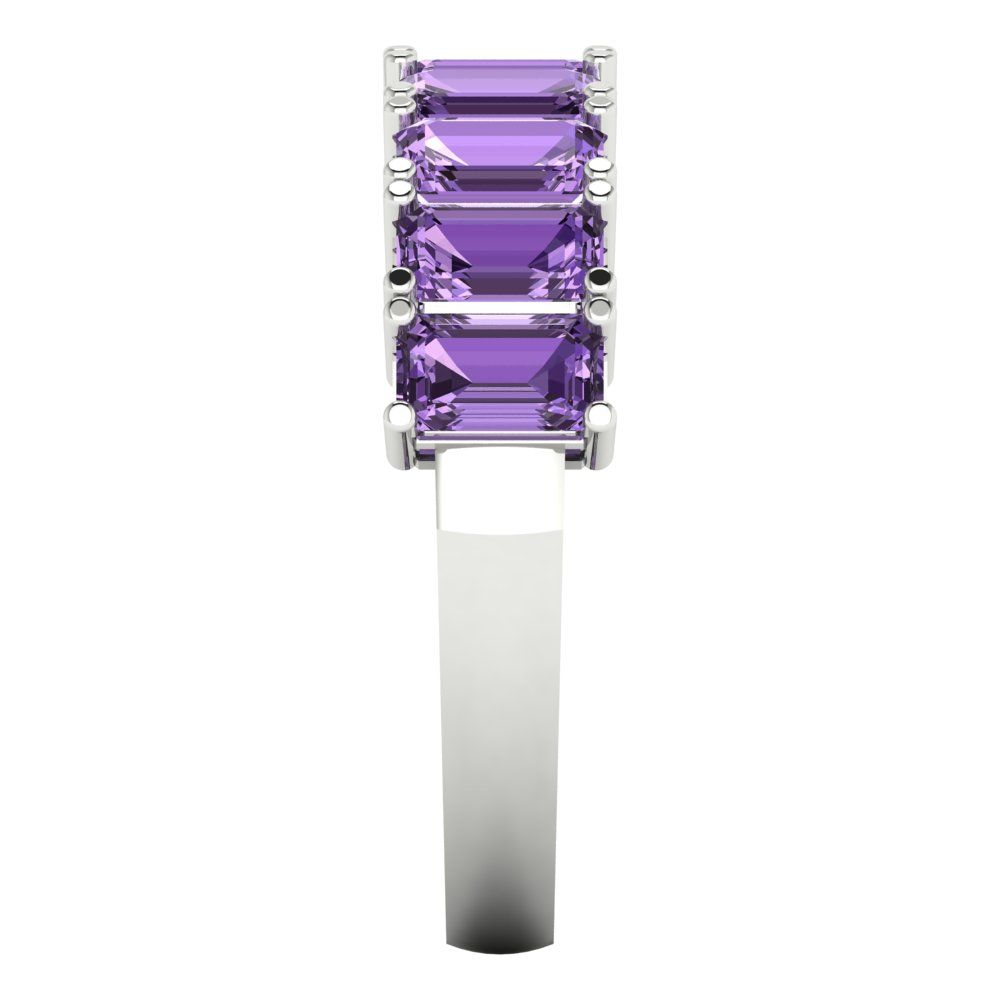 2.61 cttw Simulated Alexandrite Emerald Cut White Gold Eternity Wedding Band