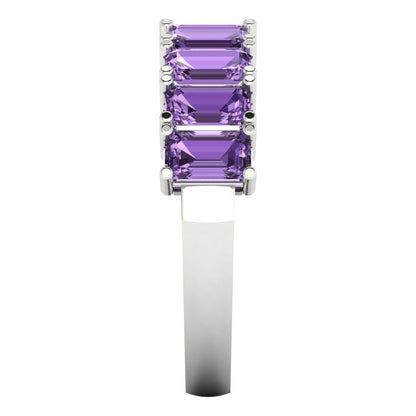 2.61 cttw Simulated Alexandrite Emerald Cut White Gold Eternity Wedding Band