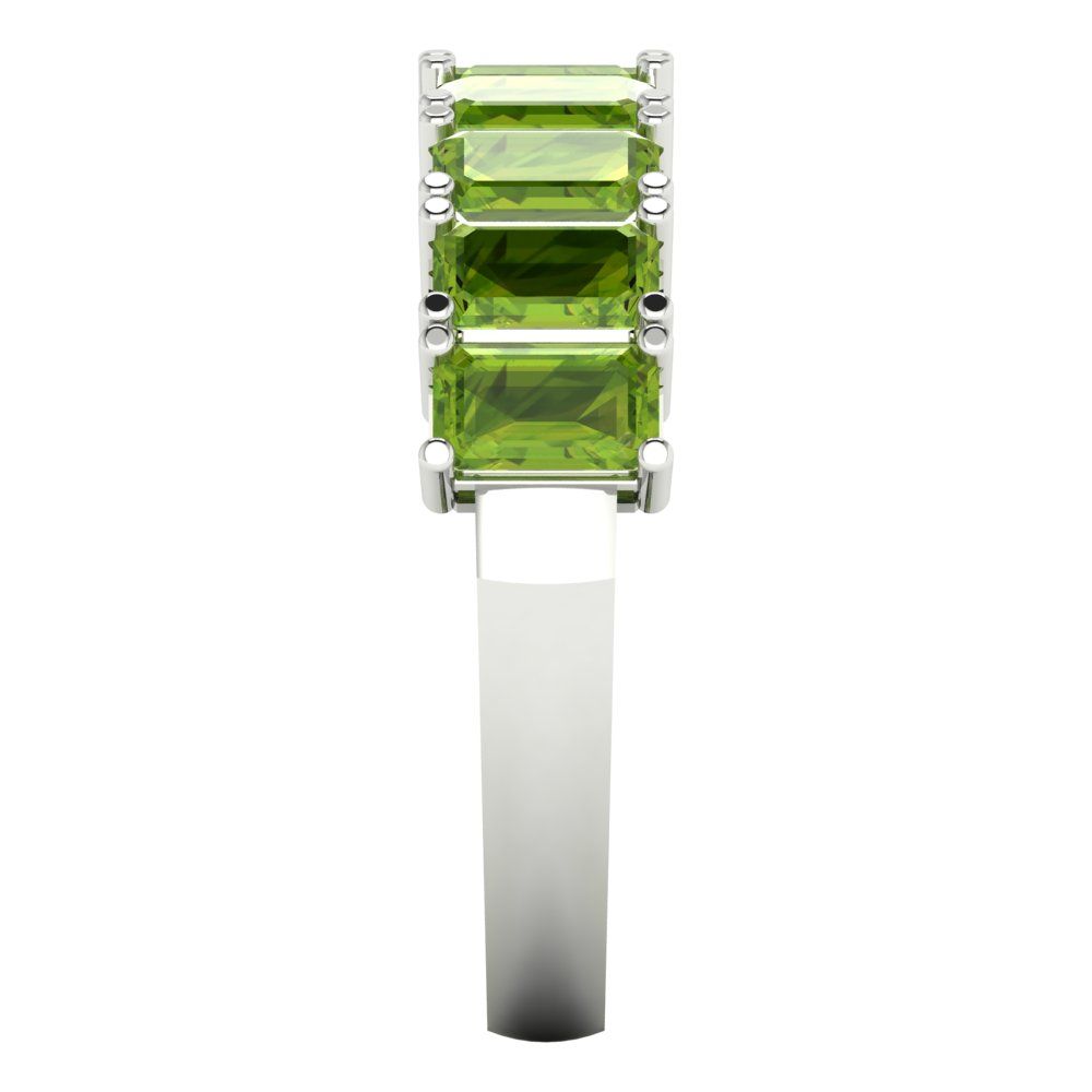 2.61 cttw Natural Peridot Emerald Cut White Gold Eternity Wedding Band