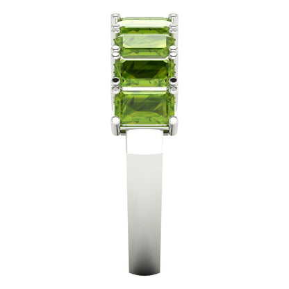 2.61 cttw Natural Peridot Emerald Cut White Gold Eternity Wedding Band