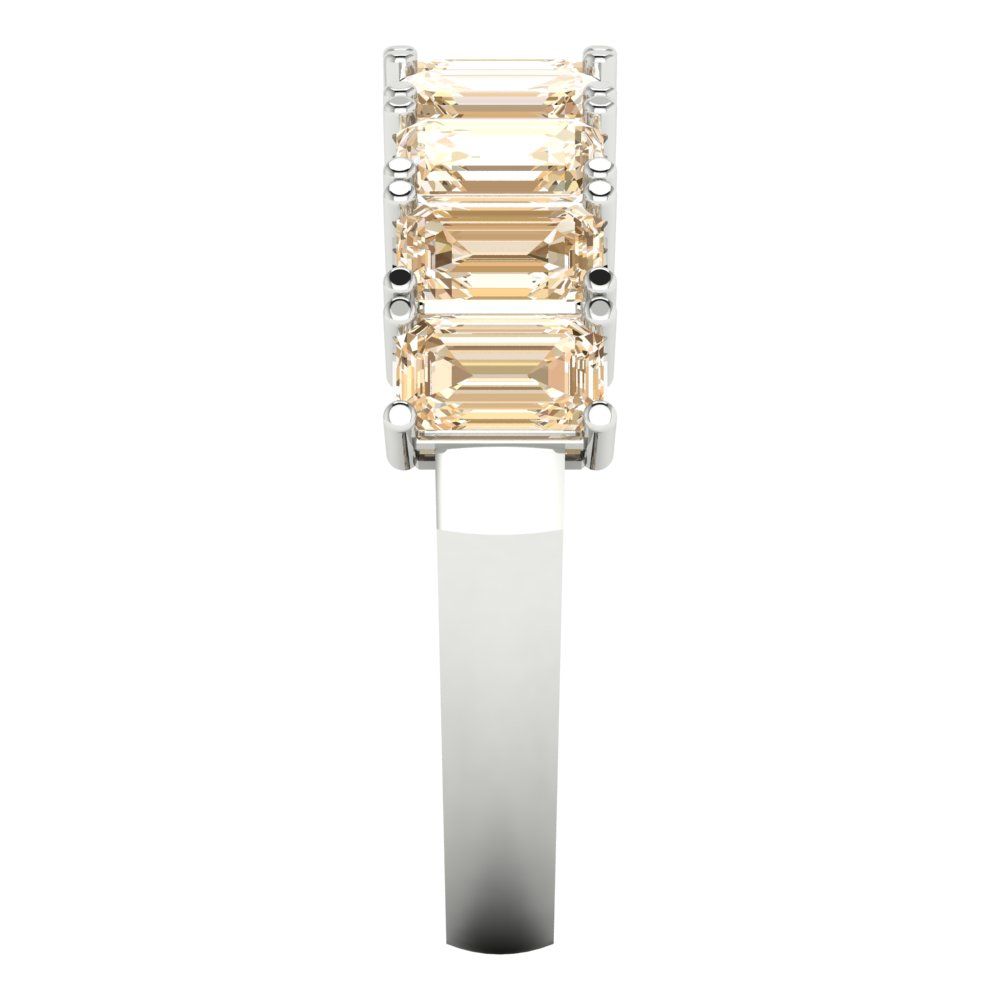 2.61 cttw Natural Morganite Emerald Cut White Gold Eternity Wedding Band