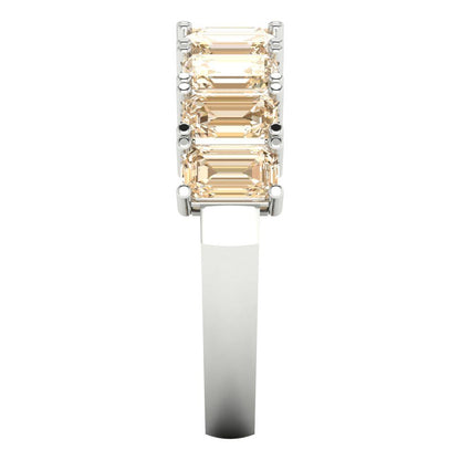 2.61 cttw Natural Morganite Emerald Cut White Gold Eternity Wedding Band