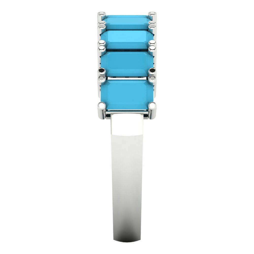 2.61 cttw Simulated Turquoise Emerald Cut White Gold Eternity Wedding Band