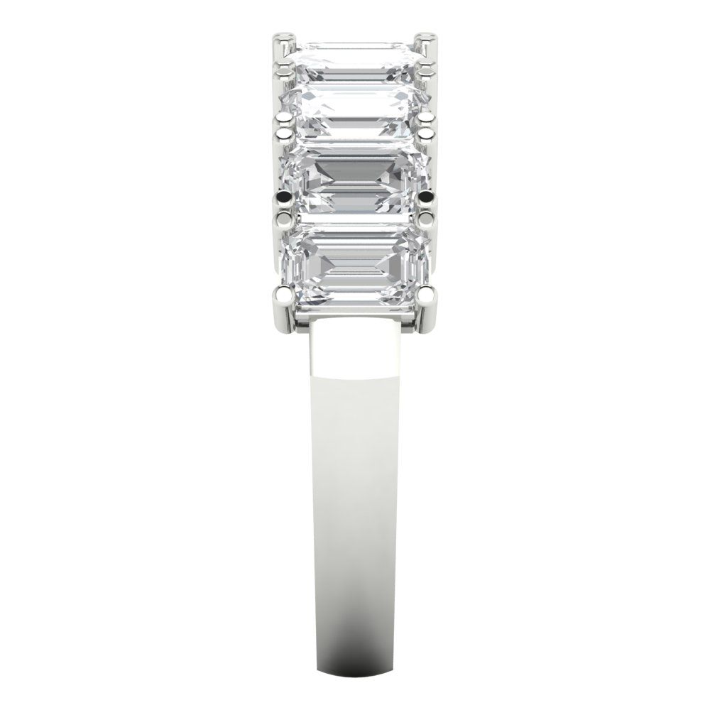 2.61 cttw Moissanite Emerald Cut White Gold Eternity Wedding Band
