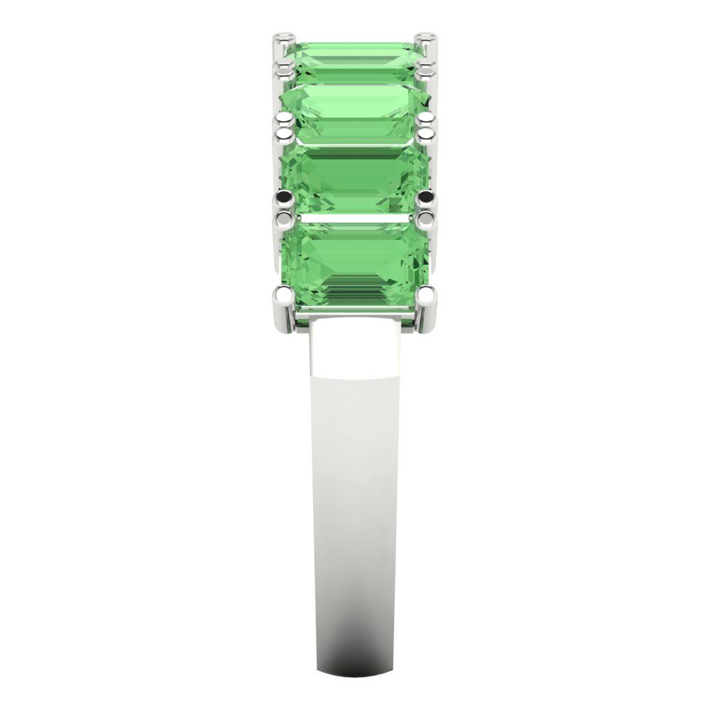 2.61 cttw Simulated Green Diamond Emerald Cut White Gold Eternity Wedding Band