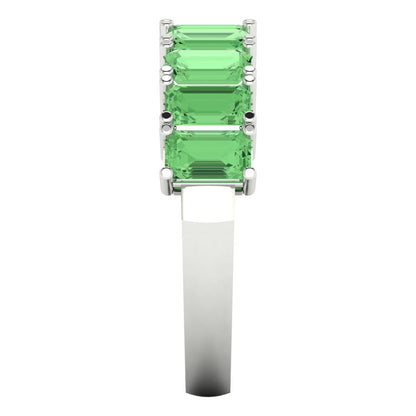 2.61 cttw Simulated Green Diamond Emerald Cut White Gold Eternity Wedding Band