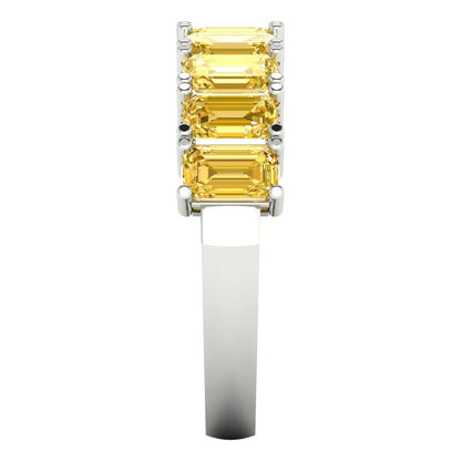 2.61 cttw Simulated Yellow Diamond Emerald Cut White Gold Eternity Wedding Band
