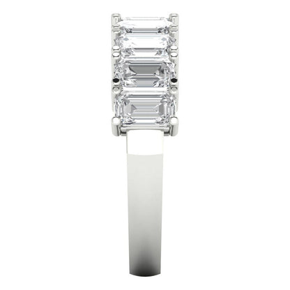 2.61 cttw Simulated Diamond Emerald Cut White Gold Eternity Wedding Band