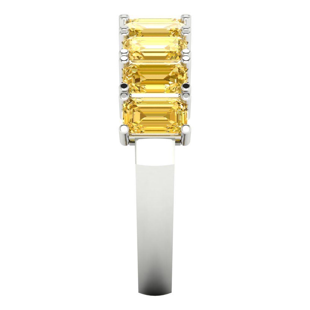 2.61 cttw Natural Citrine Emerald Cut White Gold Eternity Wedding Band