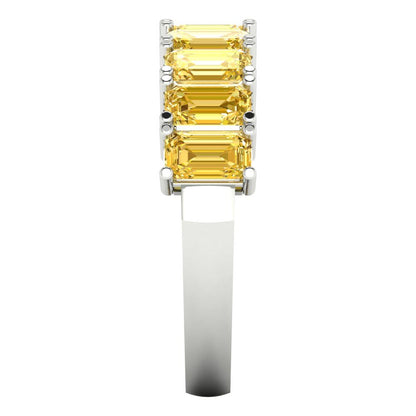 2.61 cttw Natural Citrine Emerald Cut White Gold Eternity Wedding Band