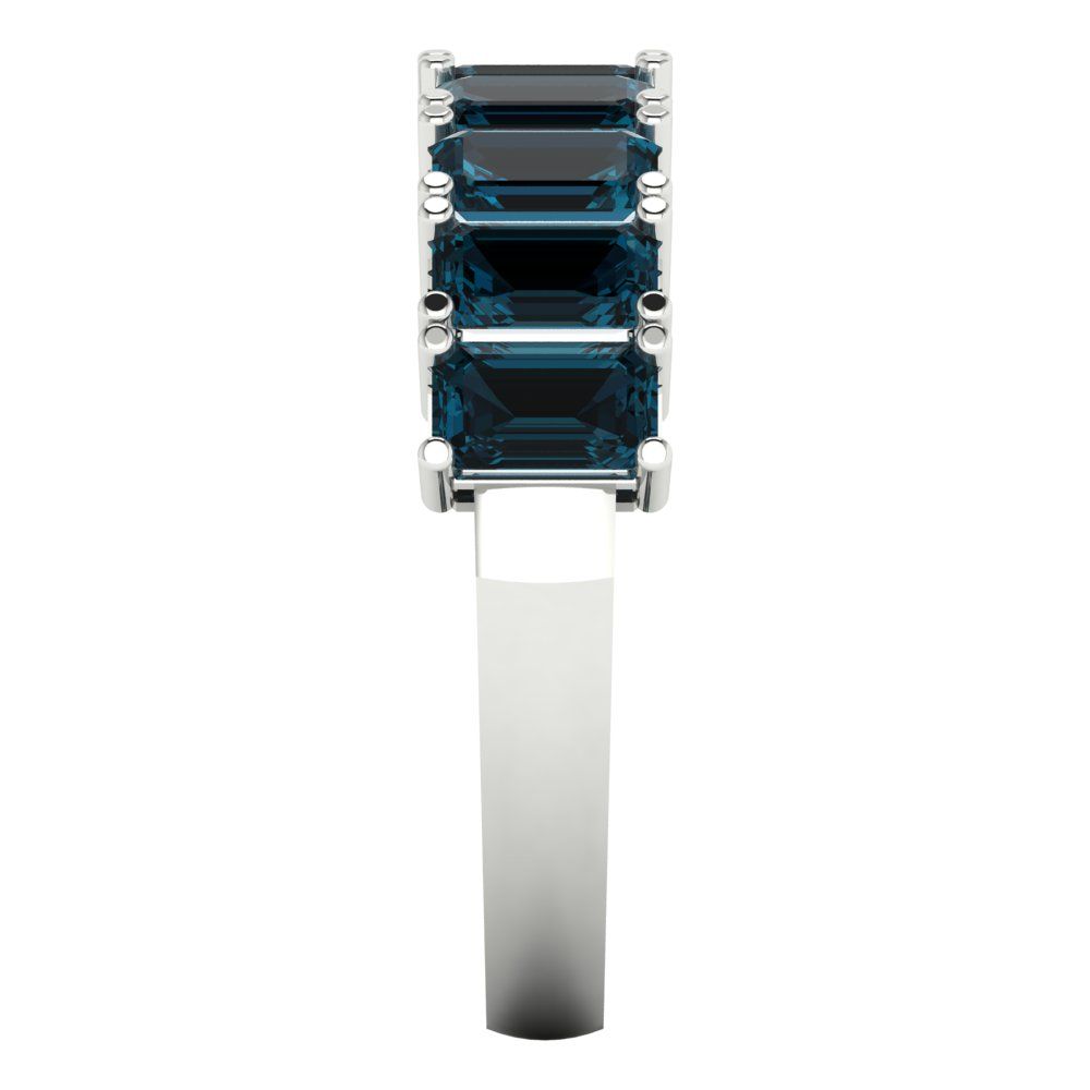2.61 cttw Natural London Blue Topaz Emerald Cut White Gold Eternity Wedding Band