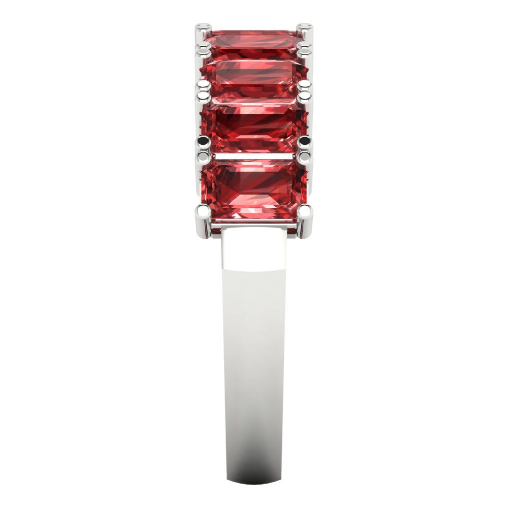 2.61 cttw Natural Garnet Emerald Cut White Gold Eternity Wedding Band