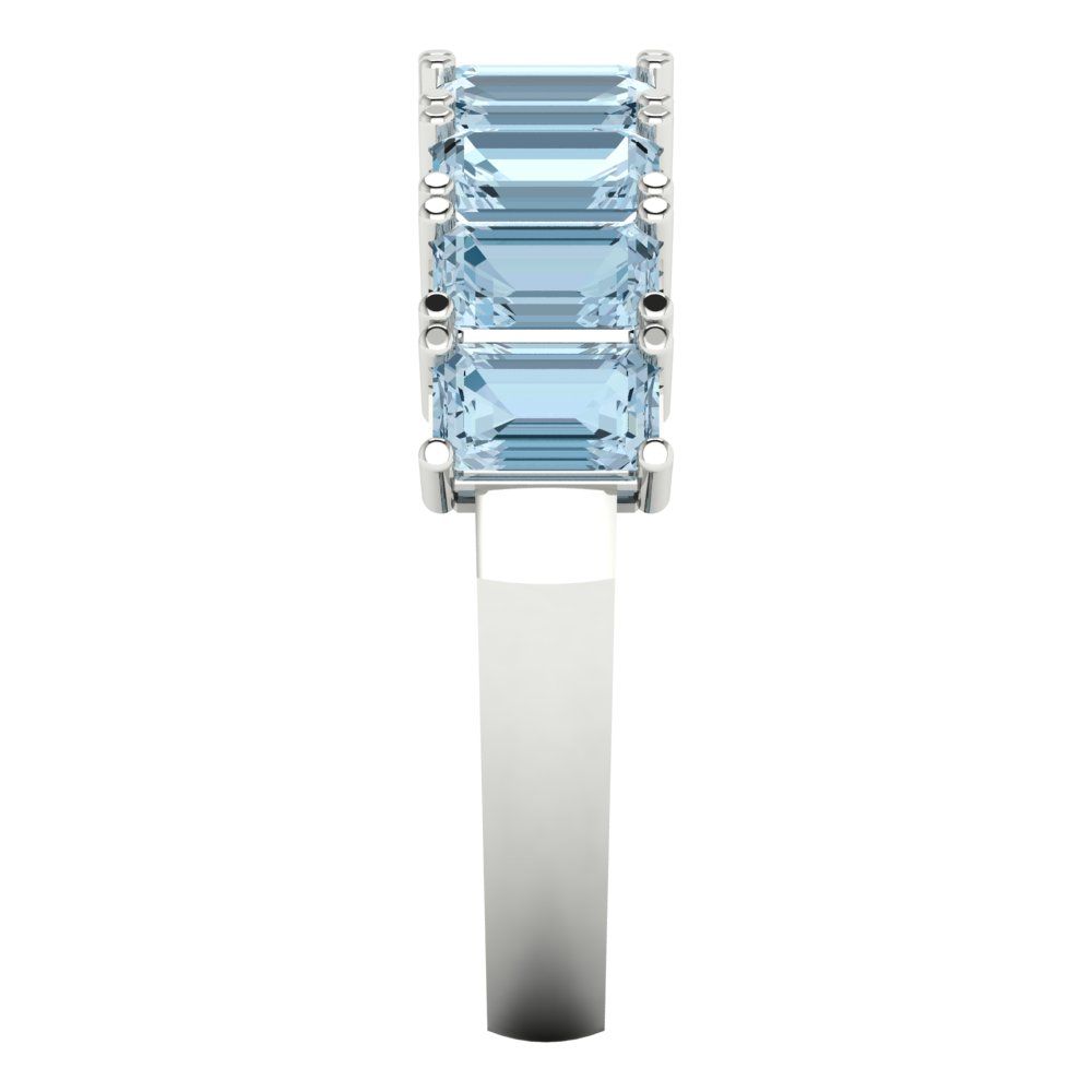 2.61 cttw Simulated Blue Diamond Emerald Cut White Gold Eternity Wedding Band