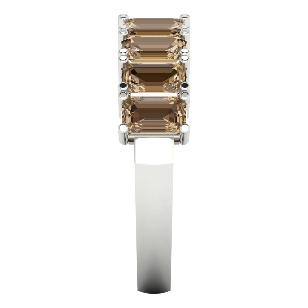 2.61 cttw Simulated Champagne Diamond Emerald Cut White Gold Eternity Wedding Band