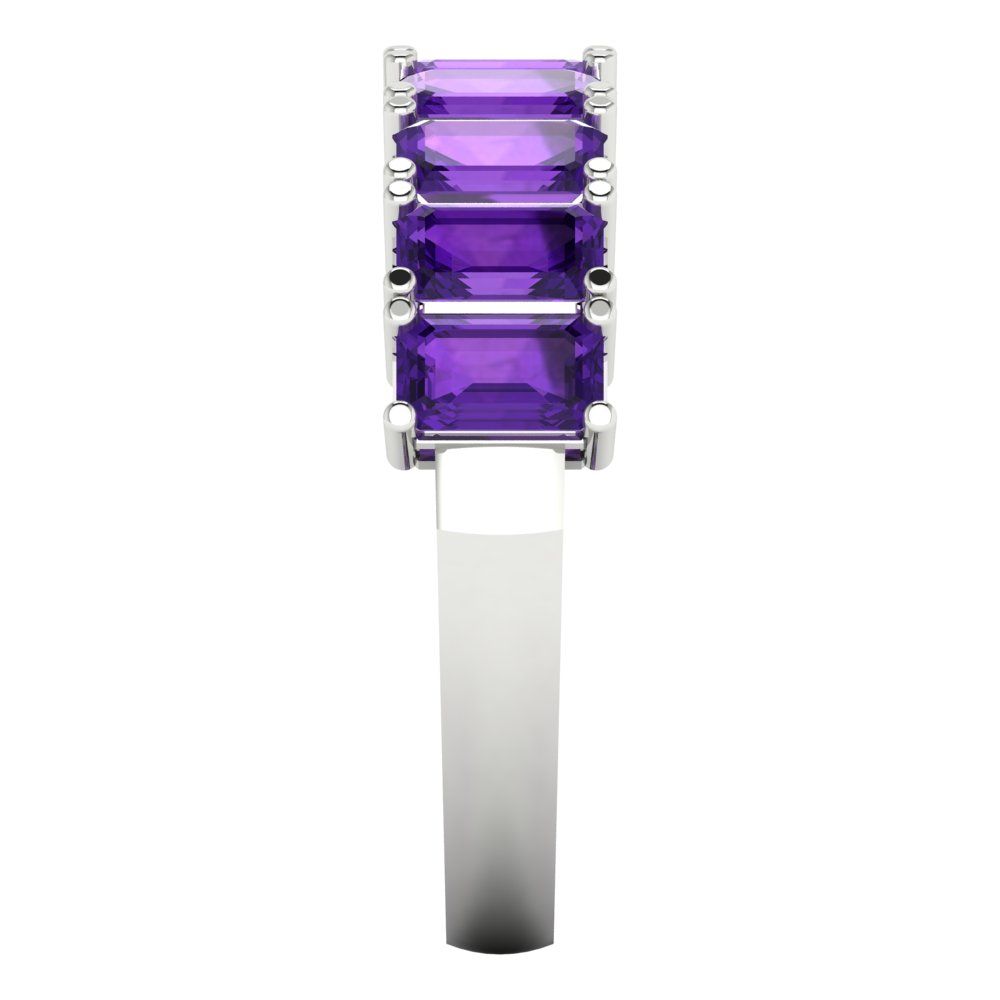 2.61 cttw Natural Amethyst Emerald Cut White Gold Eternity Wedding Band