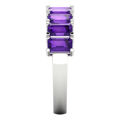 2.61 cttw Natural Amethyst Emerald Cut White Gold Eternity Wedding Band