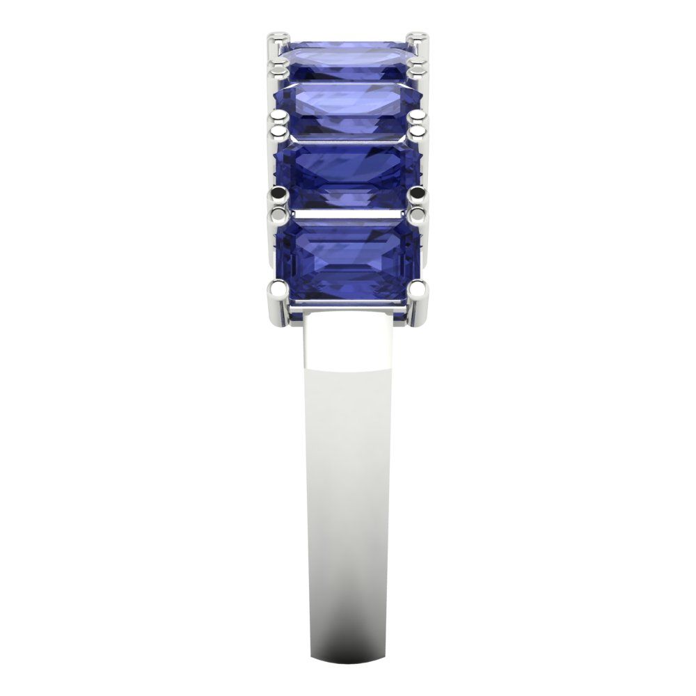 2.61 cttw Simulated Tanzanite Emerald Cut White Gold Eternity Wedding Band