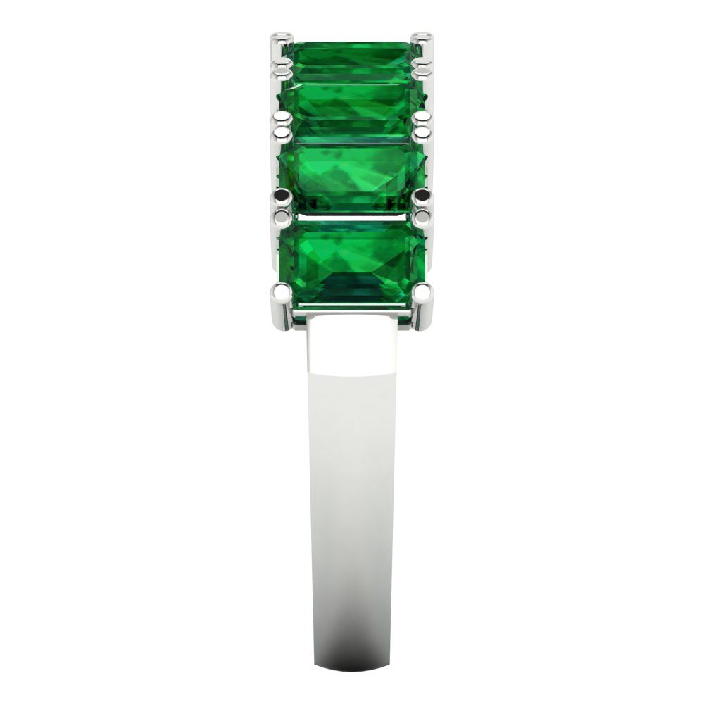 2.61 cttw Simulated Emerald Emerald Cut White Gold Eternity Wedding Band