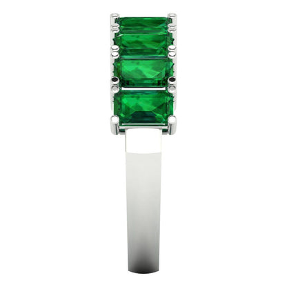 2.61 cttw Simulated Emerald Emerald Cut White Gold Eternity Wedding Band