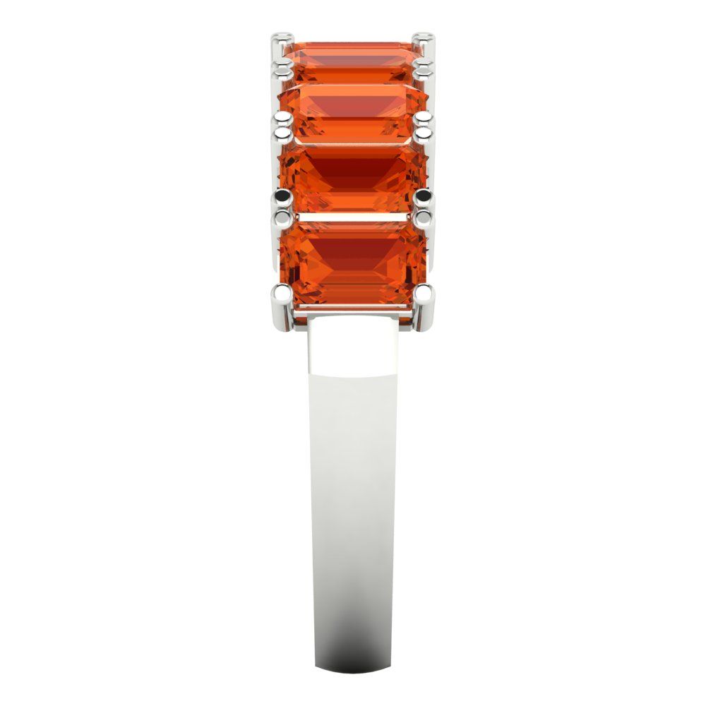2.61 cttw Simulated Red Diamond Emerald Cut White Gold Eternity Wedding Band