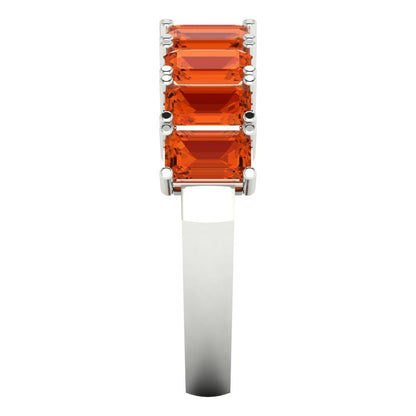 2.61 cttw Simulated Red Diamond Emerald Cut White Gold Eternity Wedding Band