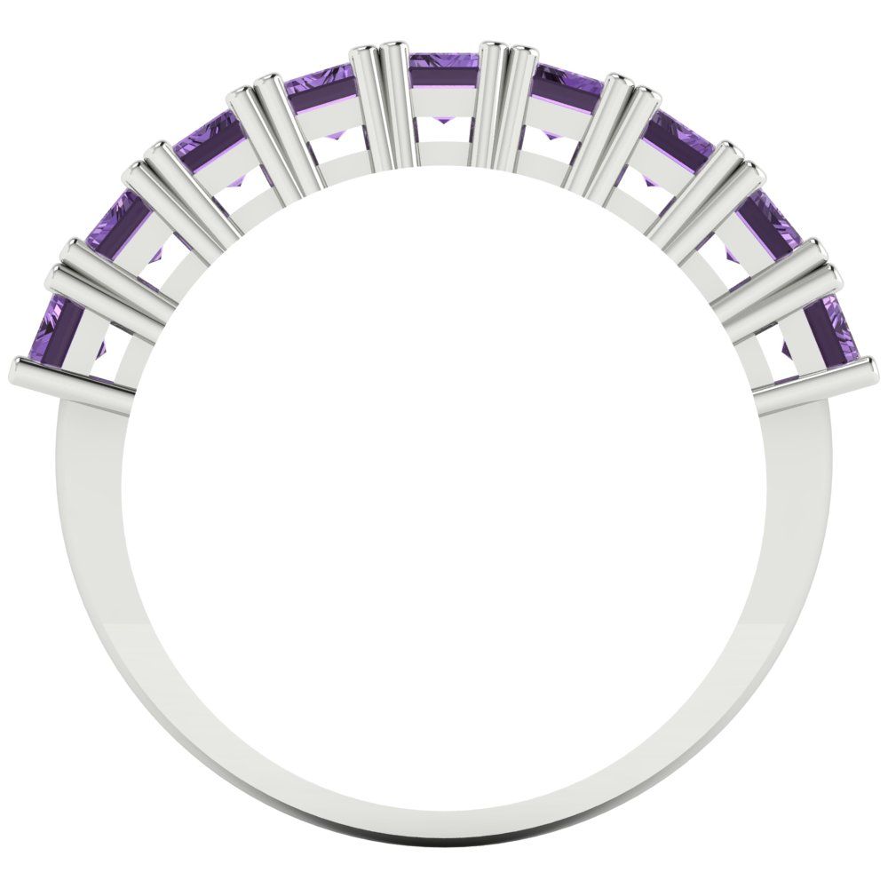 2.61 cttw Simulated Alexandrite Emerald Cut White Gold Eternity Wedding Band