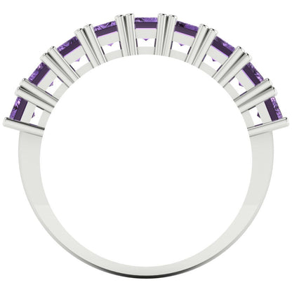 2.61 cttw Simulated Alexandrite Emerald Cut White Gold Eternity Wedding Band