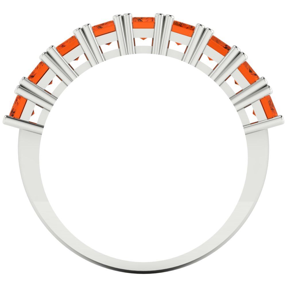 2.61 cttw Simulated Ruby Emerald Cut White Gold Eternity Wedding Band